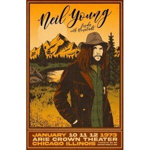 Neil Young & Linda Ronstadt 1973 Concert Poster 12 1/2"x19"
